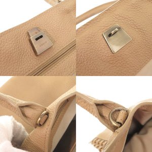 美品 アクリス Ai アイ レザー ベージュ 2WAY ハンドバッグ ショルダーバッグ 0589【中古】Akris