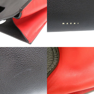 美品 マルニ 2way ショルダーバッグ 斜め掛け バイカラー ハンドバッグ レザー ブラック 0590【中古】MARNI