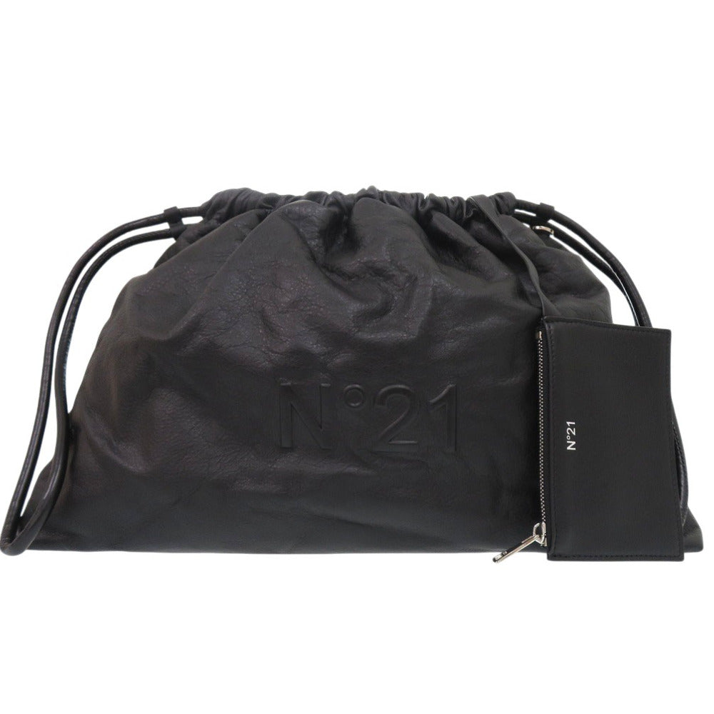 美品 ヌメロ ヴェントゥーノ 巾着バッグ ショルダーバッグ レザー ブラック 0596【中古】N°21