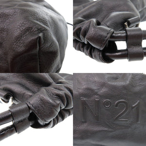 美品 ヌメロ ヴェントゥーノ 巾着バッグ ショルダーバッグ レザー ブラック 0596【中古】N°21