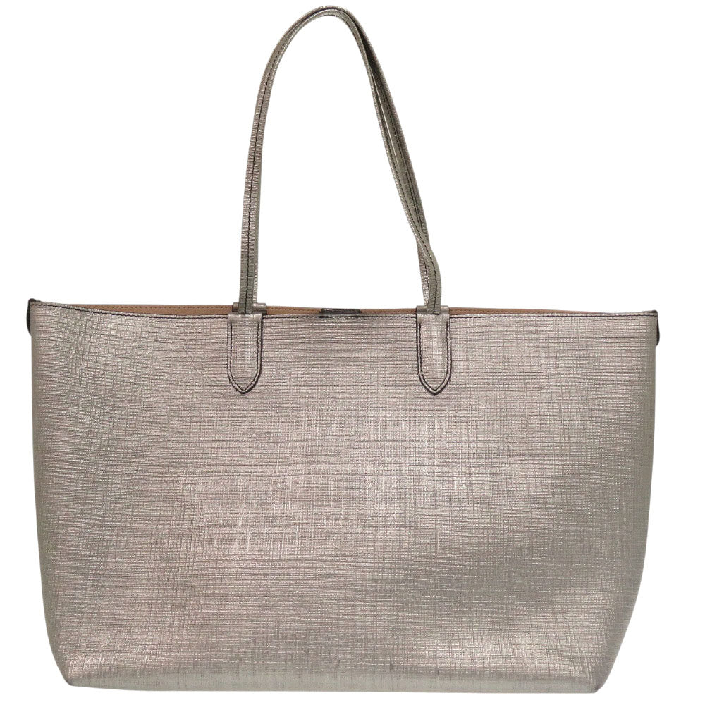 美品 アレキサンダーマックイーンカーフレザー シルバー トートバッグ 0597【中古】Alexander McQueen