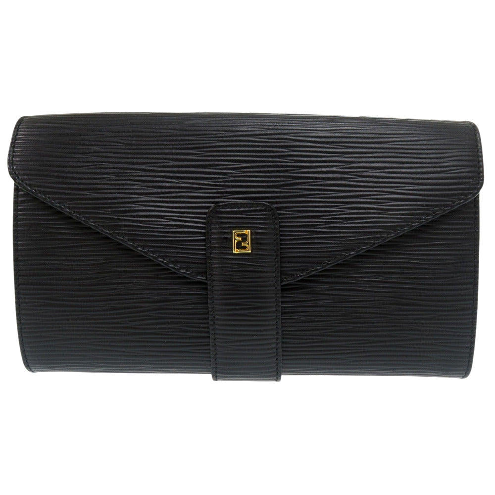 美品 FFロゴ 64KA736 ゴールド金具 クラッチバッグ レザー ブラック 長財布 0610【中古】FENDI