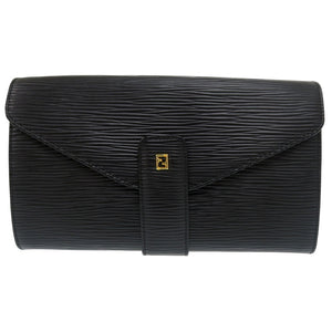 美品 FFロゴ 64KA736 ゴールド金具 クラッチバッグ レザー ブラック 長財布 0610【中古】FENDI