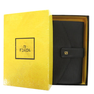 美品 FFロゴ 64KA736 ゴールド金具 クラッチバッグ レザー ブラック 長財布 0610【中古】FENDI