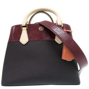 美品 トリーバーチ ロビンソン トリプルコンパートメントトートバッグ ブロックカラー 2WAY ROBINSON レザー ブラック 0613【中古】Tory Burch