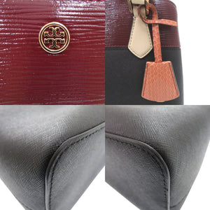 美品 トリーバーチ ロビンソン トリプルコンパートメントトートバッグ ブロックカラー 2WAY ROBINSON レザー ブラック 0613【中古】Tory Burch