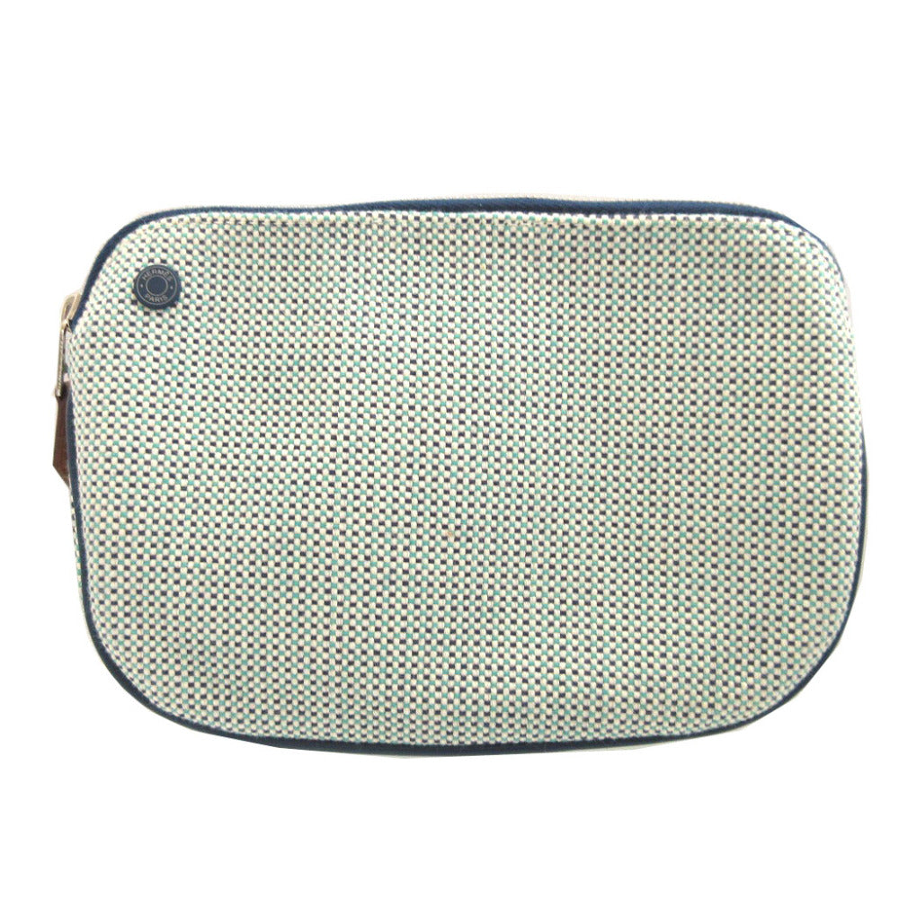 美品 エルメス エシャペ コットン マリン 青 ポーチ 0616【中古】HERMES