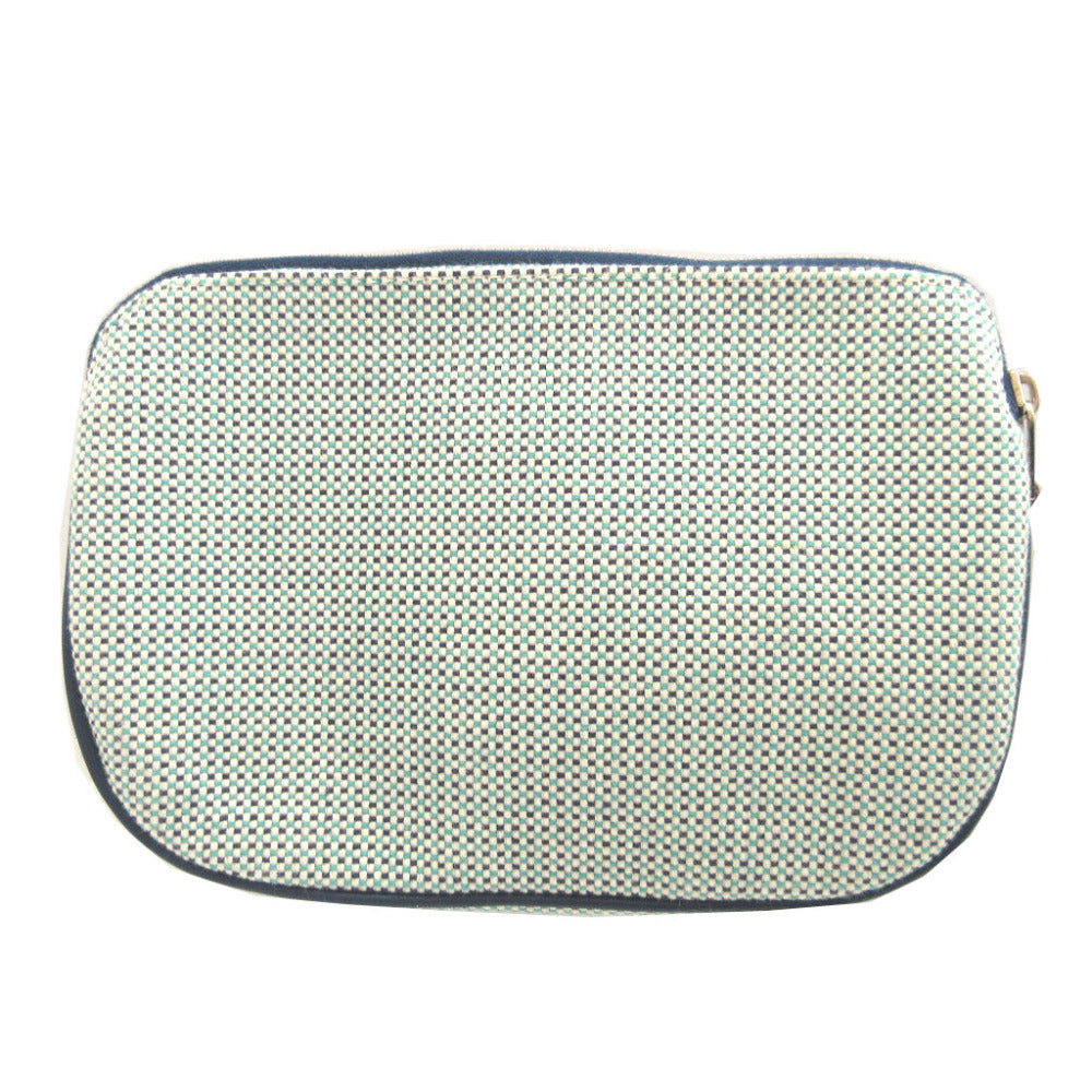 美品 エルメス エシャペ コットン マリン 青 ポーチ 0616【中古】HERMES