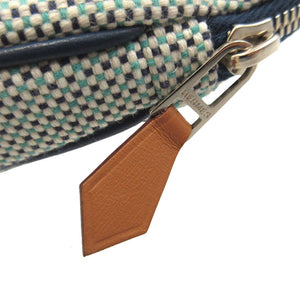 美品 エルメス エシャペ コットン マリン 青 ポーチ 0616【中古】HERMES