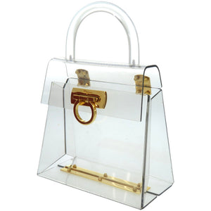 サルヴァトーレフェラガモ ガンチーニ 215262 アクリル メタル クリア ハンドバッグ 0622【中古】Salvatore Ferragamo