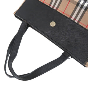 美品 バーバリー ノバチェック ミニハンドバッグ レザー ベージュ ハンドバッグ 0641【中古】BURBERRY