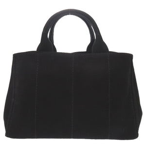 美品 プラダ カナパ キャンバス ブラック 2WAY トートバッグ ショルダーバッグ ハンドバッグ 黒 0644【中古】PRADA