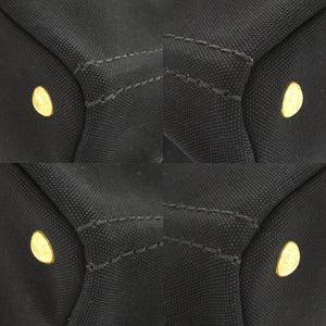 美品 プラダ カナパ キャンバス ブラック 2WAY トートバッグ ショルダーバッグ ハンドバッグ 黒 0644【中古】PRADA