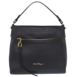 美品 サルヴァトーレフェラガモ ガンチーニ レザー ブラック ワンショルダーバッグ 黒 0645【中古】Salvatore Ferragamo
