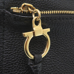 美品 サルヴァトーレフェラガモ ガンチーニ レザー ブラック ワンショルダーバッグ 黒 0645【中古】Salvatore Ferragamo