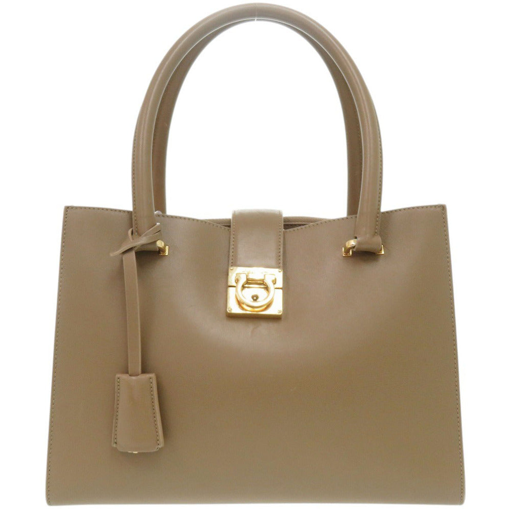 サルヴァトーレフェラガモ ガンチーニ レザー ブラウン ハンドバッグ 茶 0646【中古】Salvatore Ferragamo