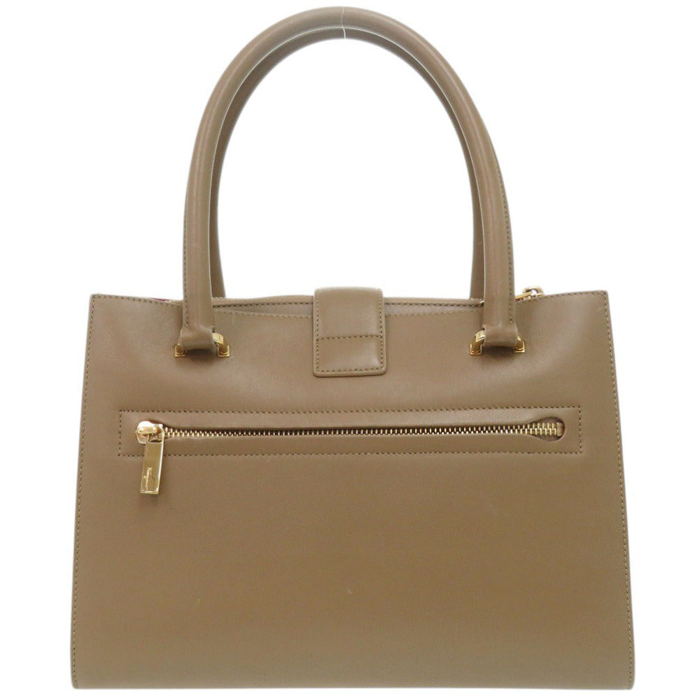 サルヴァトーレフェラガモ ガンチーニ レザー ブラウン ハンドバッグ 茶 0646【中古】Salvatore Ferragamo