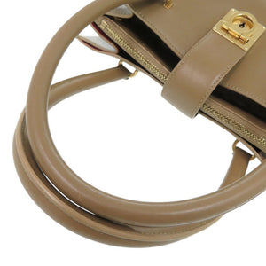 サルヴァトーレフェラガモ ガンチーニ レザー ブラウン ハンドバッグ 茶 0646【中古】Salvatore Ferragamo