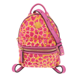 美品 エム シー エム アニマル柄 ハラコ レザー ピンク イエロー リュック デイパック 0647【中古】MCM