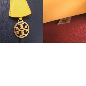 美品 トリーバーチ ペリー トリプル コンパートメント レザー ネイビー トートバッグ 0659【中古】Tory Burch