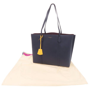 美品 トリーバーチ ペリー トリプル コンパートメント レザー ネイビー トートバッグ 0659【中古】Tory Burch