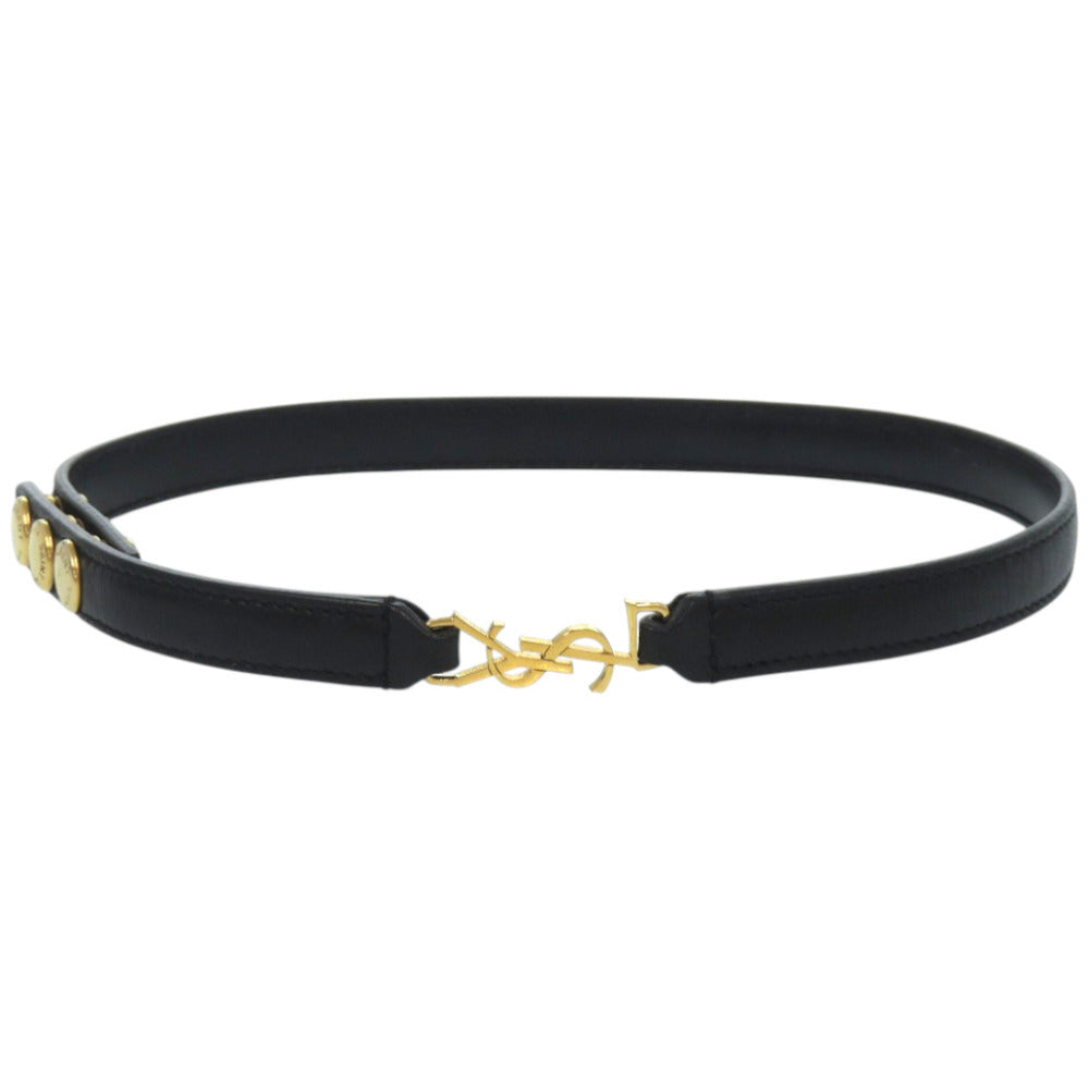 美品 イヴ サンローラン 2way ダブルラップブレスレット YSLロゴ メタル レザー ブラック 黒 チョーカー 0675【中古】YVES SAINT LAURENT