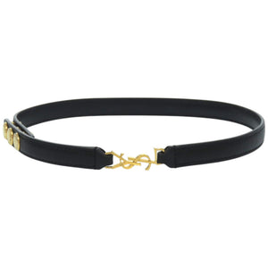 美品 イヴ サンローラン 2way ダブルラップブレスレット YSLロゴ メタル レザー ブラック 黒 チョーカー 0675【中古】YVES SAINT LAURENT
