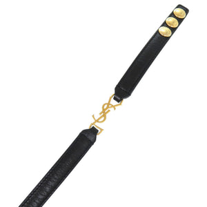 美品 イヴ サンローラン 2way ダブルラップブレスレット YSLロゴ メタル レザー ブラック 黒 チョーカー 0675【中古】YVES SAINT LAURENT