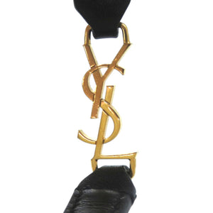 美品 イヴ サンローラン 2way ダブルラップブレスレット YSLロゴ メタル レザー ブラック 黒 チョーカー 0675【中古】YVES SAINT LAURENT