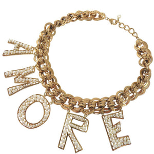 美品 ドルチェアンドガッバーナ AMORE パール ネックレス メタル ゴールド 0676【中古】DOLCE&GABBANA