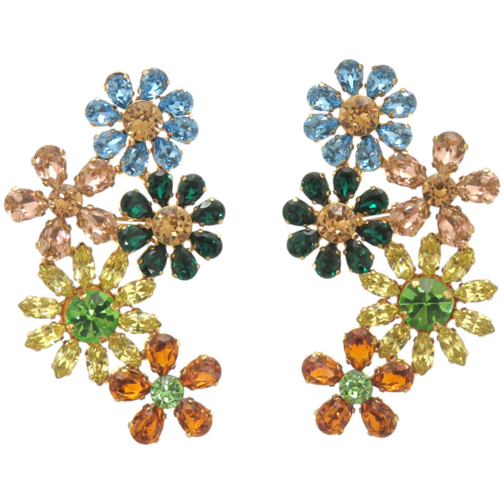 美品 ドルチェアンドガッバーナ フラワーモチーフ イヤークリップ メタル ストーン イヤリング 0677【中古】DOLCE&GABBANA