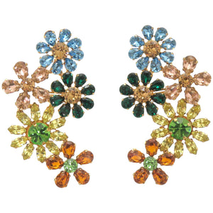 美品 ドルチェアンドガッバーナ フラワーモチーフ イヤークリップ メタル ストーン イヤリング 0677【中古】DOLCE&GABBANA