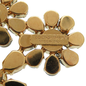 美品 ドルチェアンドガッバーナ フラワーモチーフ イヤークリップ メタル ストーン イヤリング 0677【中古】DOLCE&GABBANA