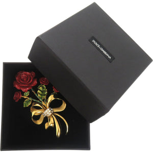 美品 ドルチェアンドガッバーナ ローズフラワー メタル レッド 赤 ブローチ 0679【中古】DOLCE&GABBANA