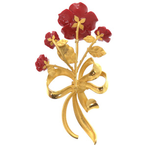 美品 ドルチェアンドガッバーナ ローズフラワー メタル レッド 赤 ブローチ 0679【中古】DOLCE&GABBANA