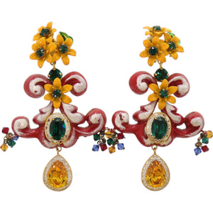 美品 ドルチェアンドガッバーナ フラワーモチーフ イヤークリップ メタル ストーン イヤリング 0680【中古】DOLCE&GABBANA