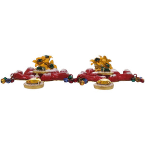 美品 ドルチェアンドガッバーナ フラワーモチーフ イヤークリップ メタル ストーン イヤリング 0680【中古】DOLCE&GABBANA