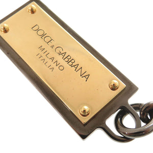 美品 ドルチェアンドガッバーナ ロゴプレート メタル ガンメタル キーホルダー バッグチャーム 0681【中古】DOLCE&GABBANA