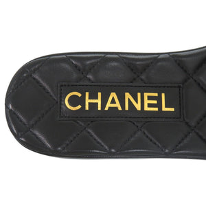 未使用品 シャネル ココマーク キルティング レザー ブラック 黒 ミュール 0693【中古】CHANEL