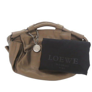 美品 ロエベ ナッパアイレ アナグラム レザー ブラウン ハンドバッグ 0695【中古】LOEWE