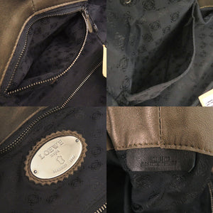 美品 ロエベ ナッパアイレ アナグラム レザー ブラウン ハンドバッグ 0695【中古】LOEWE