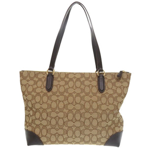 美品 コーチ シグネチャートートバッグ F29958 キャンバス レザー ブラウン トートバッグ 0696【中古】COACH