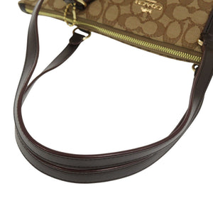 美品 コーチ シグネチャートートバッグ F29958 キャンバス レザー ブラウン トートバッグ 0696【中古】COACH