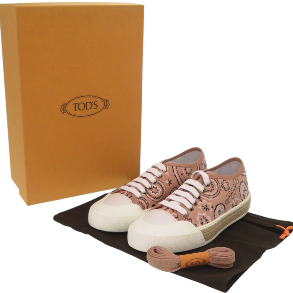 未使用品 トッズ ペイズリー柄 ジュートソール XXW26A0T640GPS0ZST レザー ラバー ピンク スニーカー 0702【中古】TOD’S
