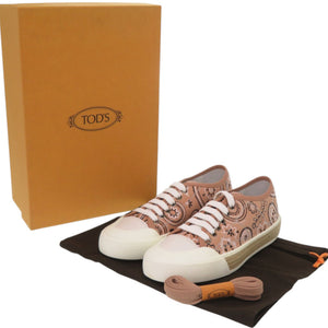 未使用品 トッズ ペイズリー柄 ジュートソール XXW26A0T640GPS0ZST レザー ラバー ピンク スニーカー 0702【中古】TOD’S