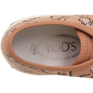 未使用品 トッズ ペイズリー柄 ジュートソール XXW26A0T640GPS0ZST レザー ラバー ピンク スニーカー 0702【中古】TOD’S