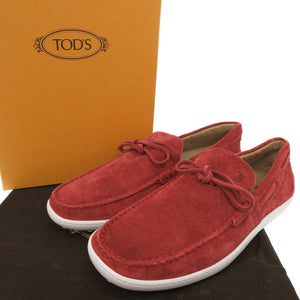 新品同様 トッズ スエード サイズ5 1/2 レッド ドライビングシューズ スリッポン 赤 0704【中古】TOD’S メンズ