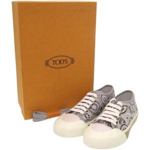 未使用品 トッズ ペイズリー柄 ジュートソール XXW26A0T640GPS0ZST レザー ラバー グレー スニーカー 0707【中古】TOD’S