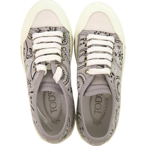 未使用品 トッズ ペイズリー柄 ジュートソール XXW26A0T640GPS0ZST レザー ラバー グレー スニーカー 0707【中古】TOD’S