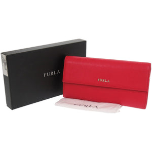 新品同様 フルラ 2つ折り L字ファスナー レザー レッド 赤 長財布 0715【中古】Furla